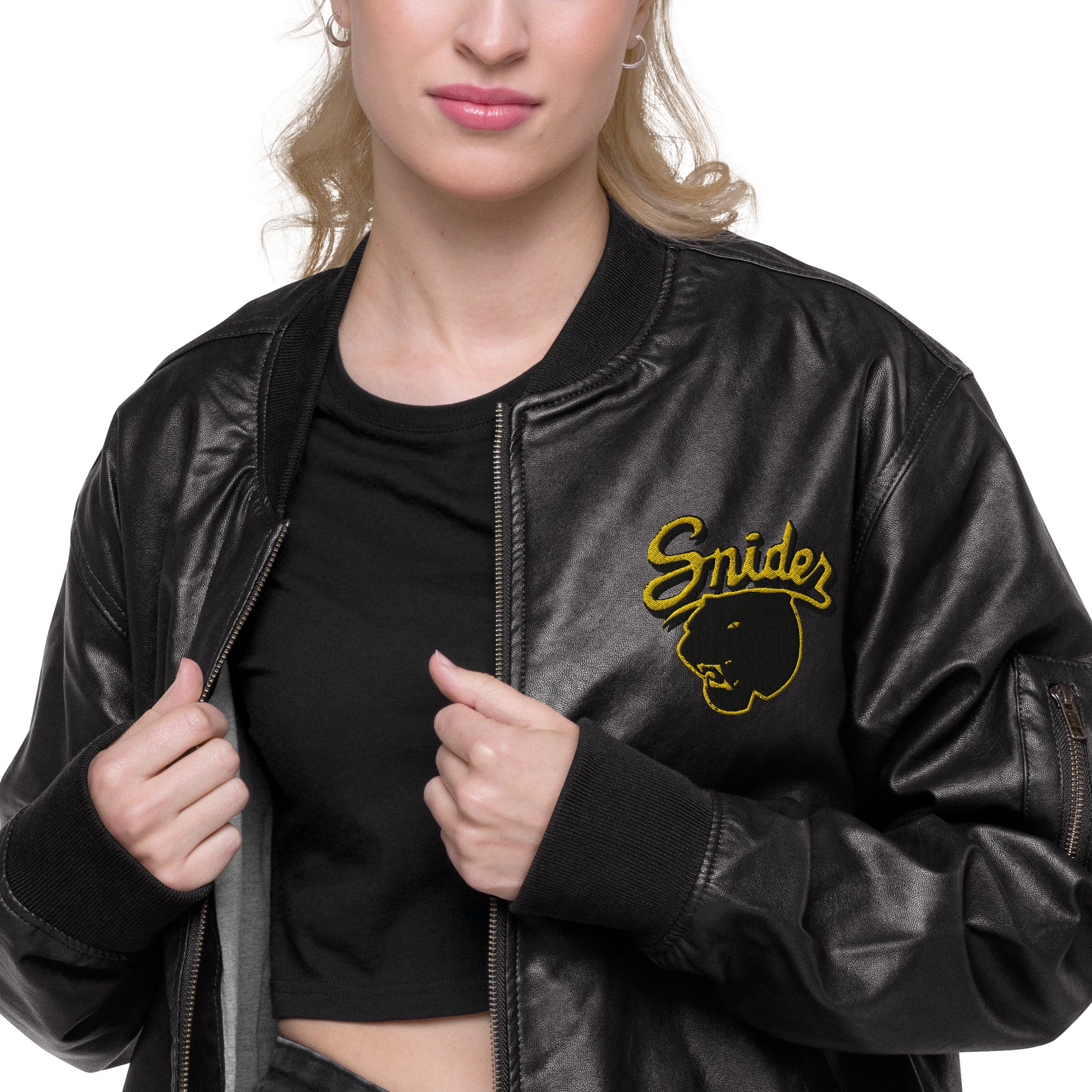 Snider H.S. Faux Leather Bomber Jacket
