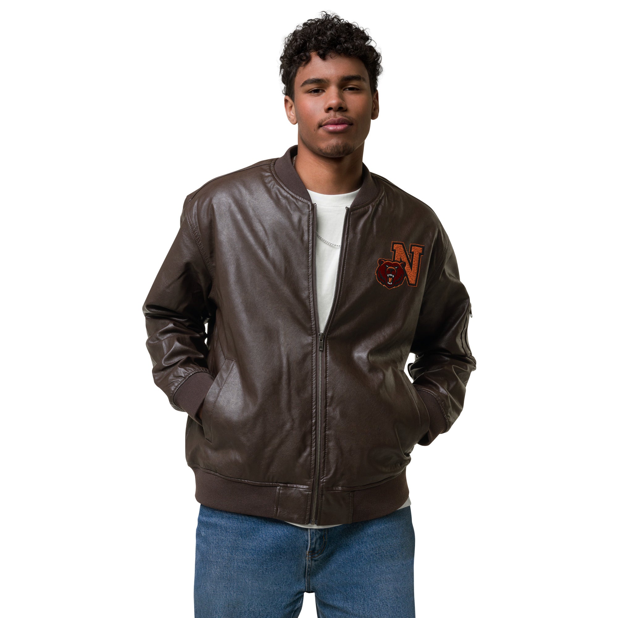 Northrop H.S. Faux Leather Bomber Jacket