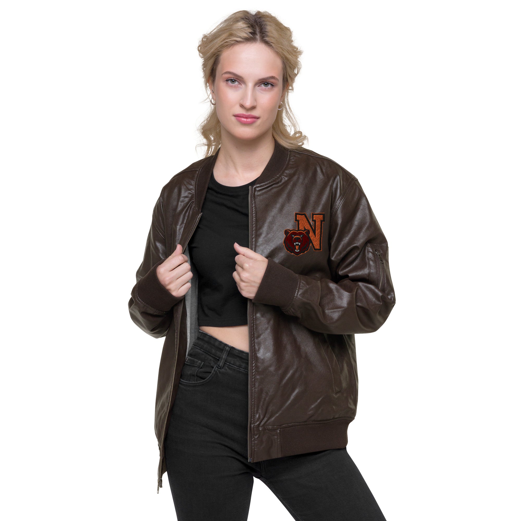 Northrop H.S. Faux Leather Bomber Jacket