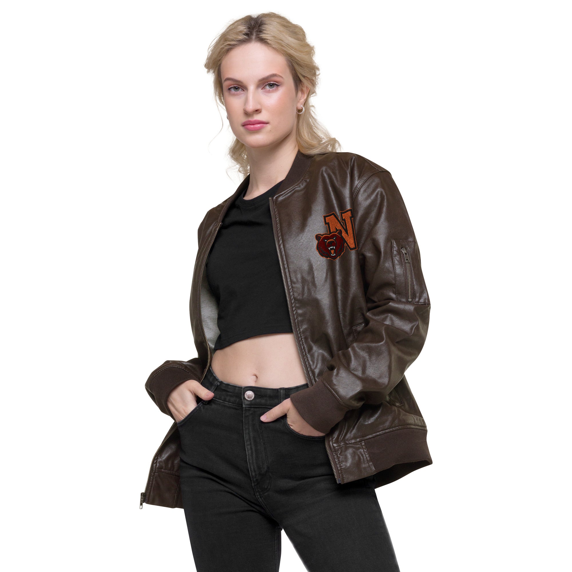 Northrop H.S. Faux Leather Bomber Jacket