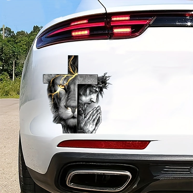 Lion Cross Decal Sticker Car