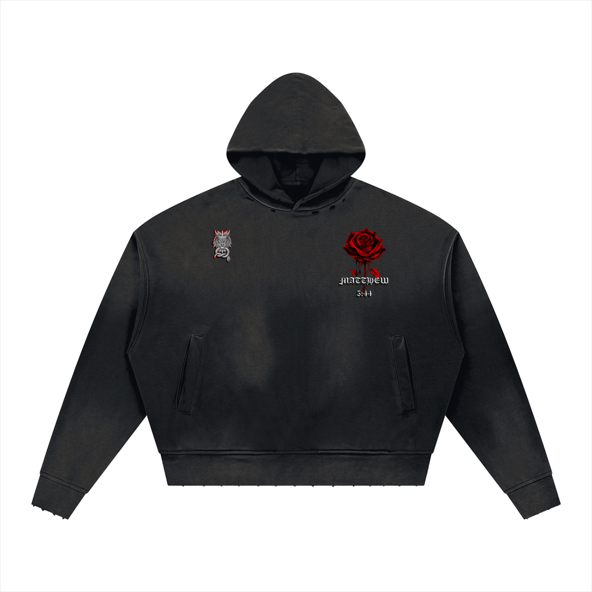 PRAY FOR YOUR ENEMIES- Unisex Sunfade Distressed Boxy Hoodie