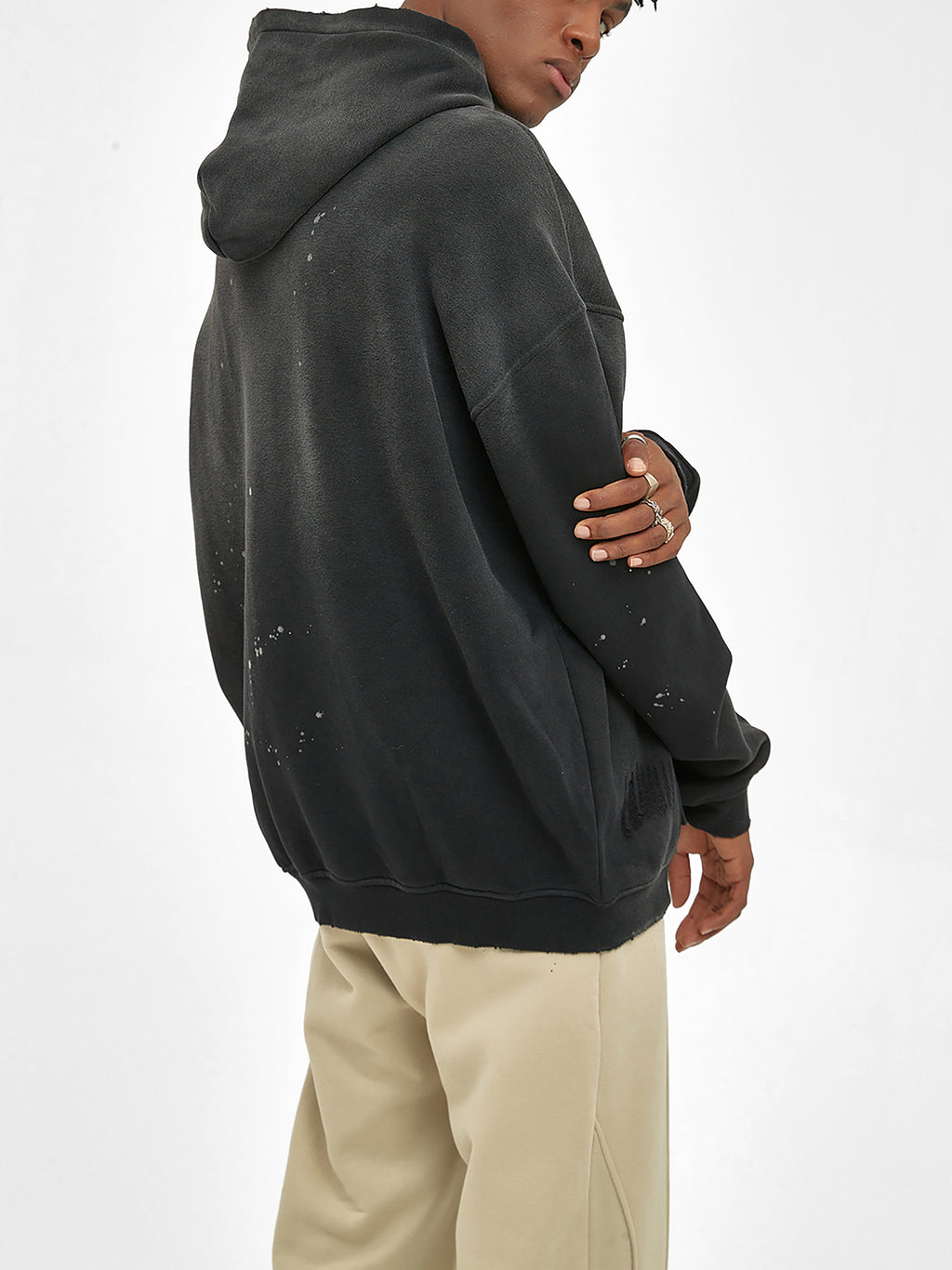 FEARLESS- Vintage Washed Frayed Fleece Hoodie