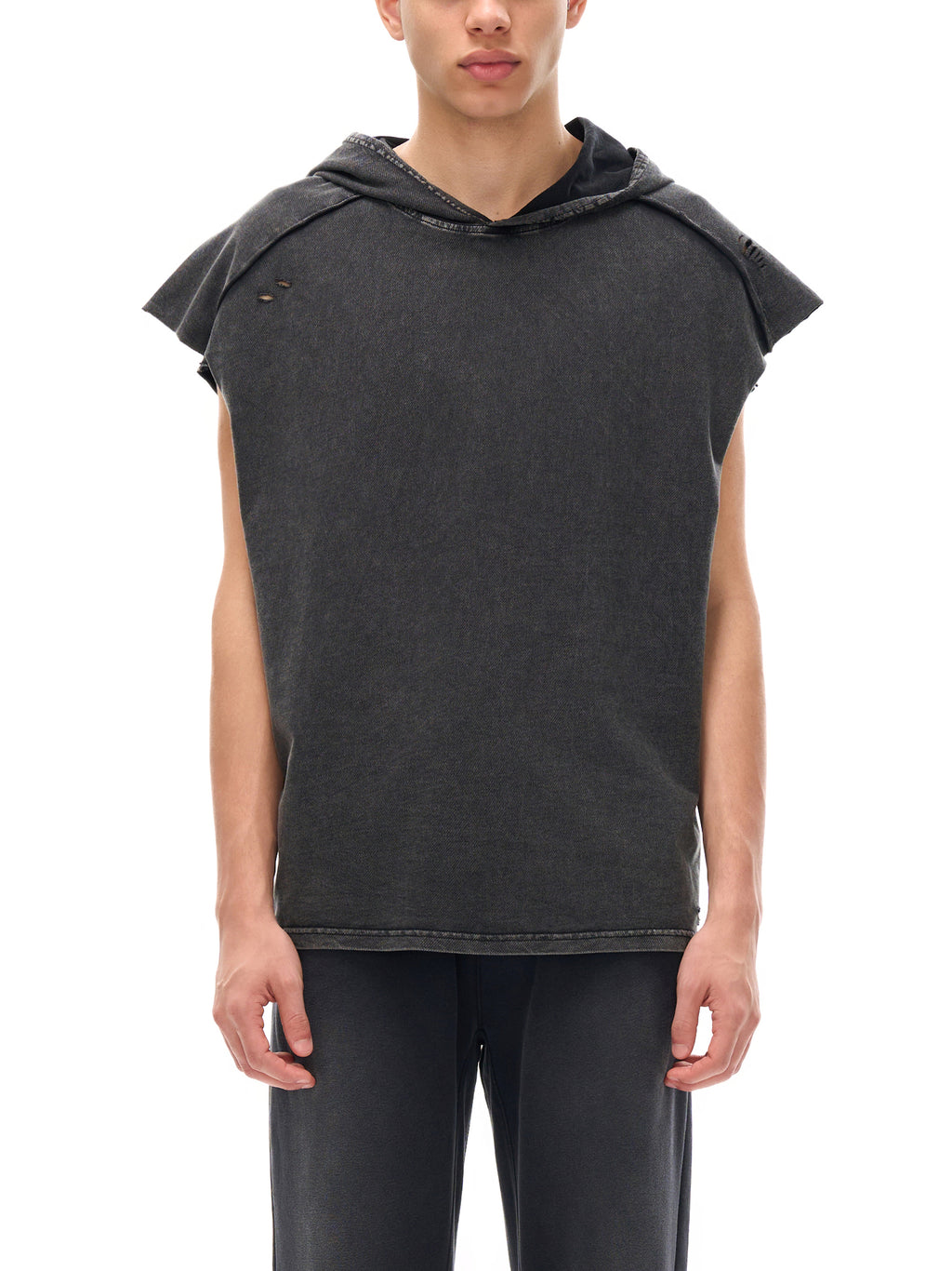 FEARLESS- Snow Washed Boxy Hooded Tank Top