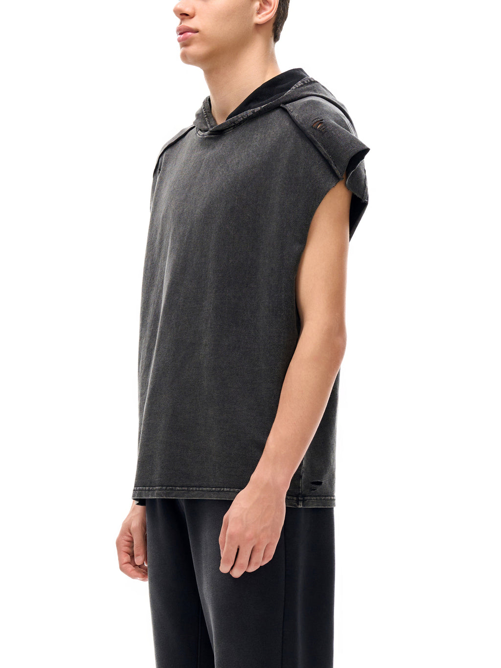 FEARLESS- Snow Washed Boxy Hooded Tank Top