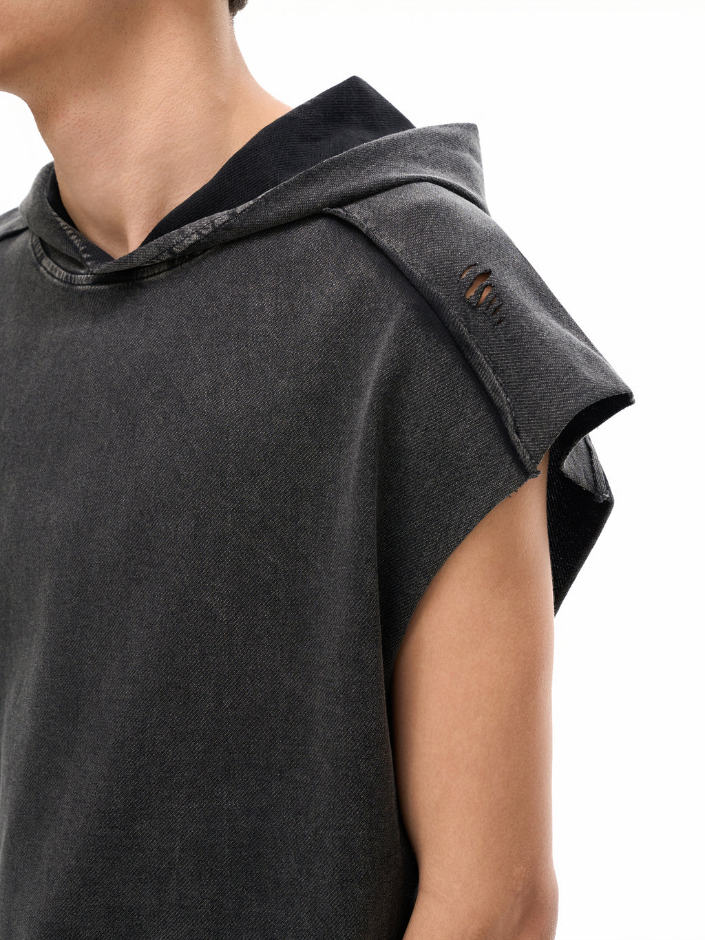 FEARLESS- Snow Washed Boxy Hooded Tank Top