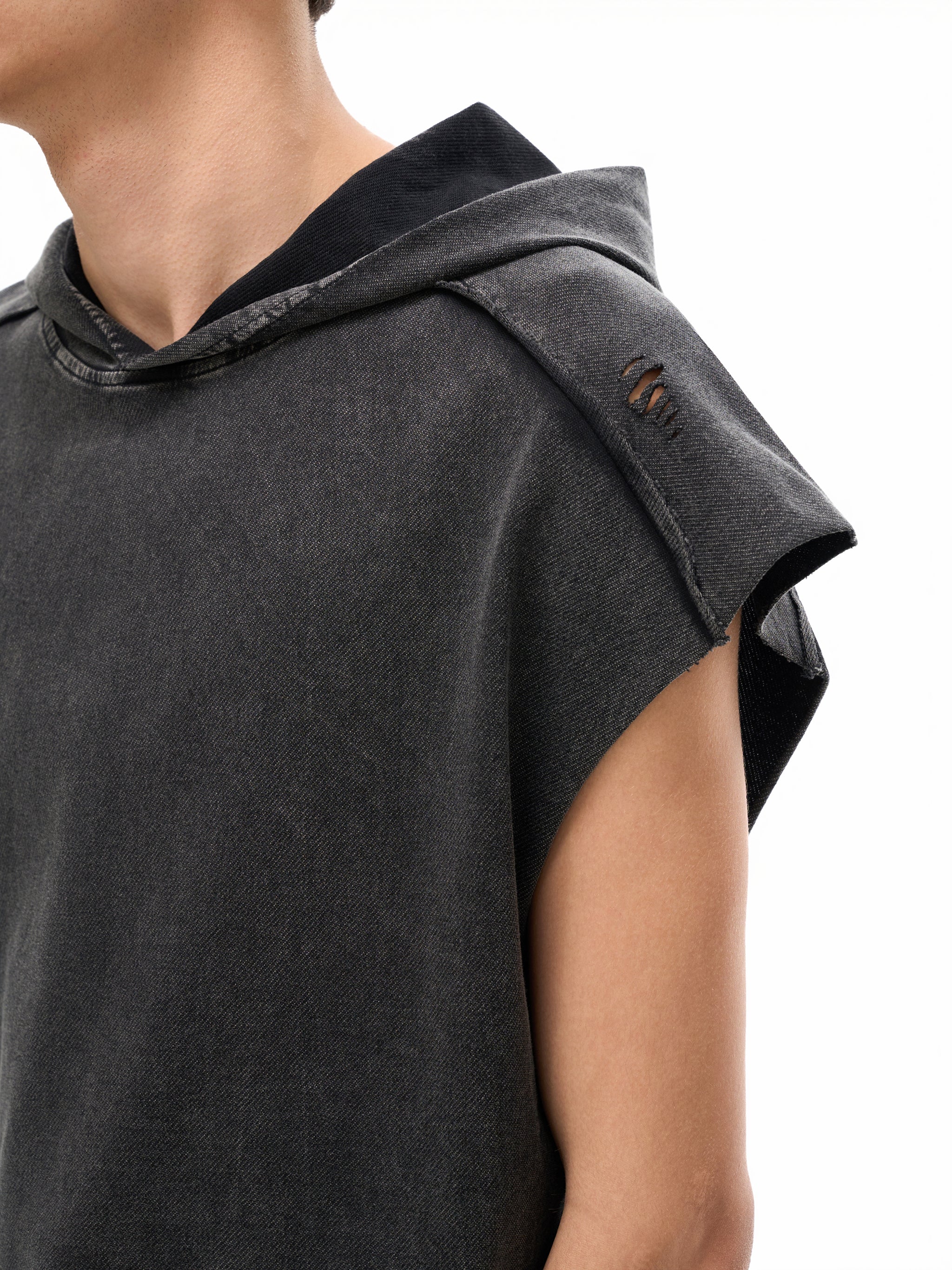 FEARLESS- Snow Washed Boxy Hooded Tank Top