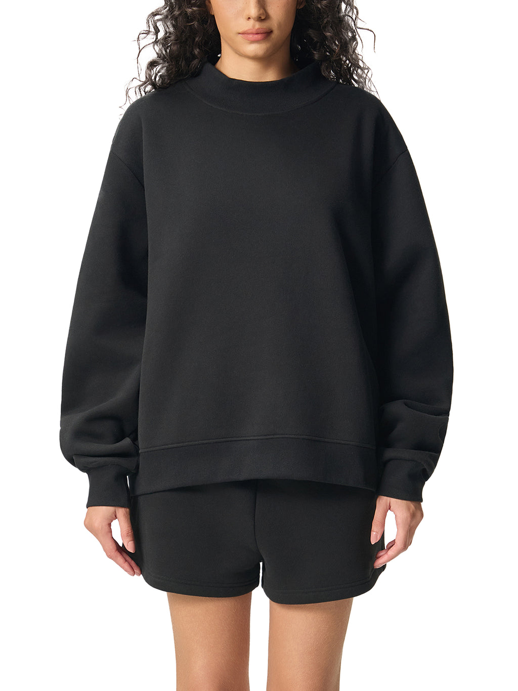 FEARLESS- Essential Fleece Mock-Neck Crew Sweatshirt