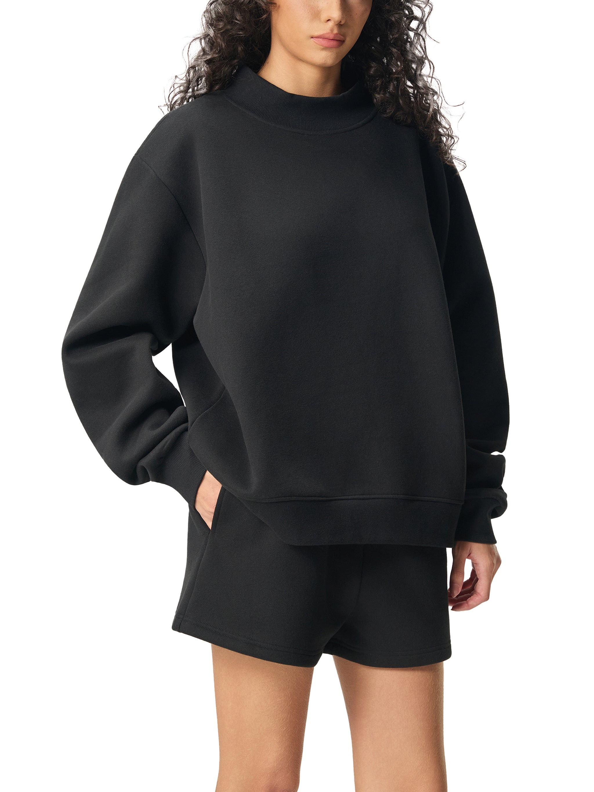 FEARLESS- Essential Fleece Mock-Neck Crew Sweatshirt