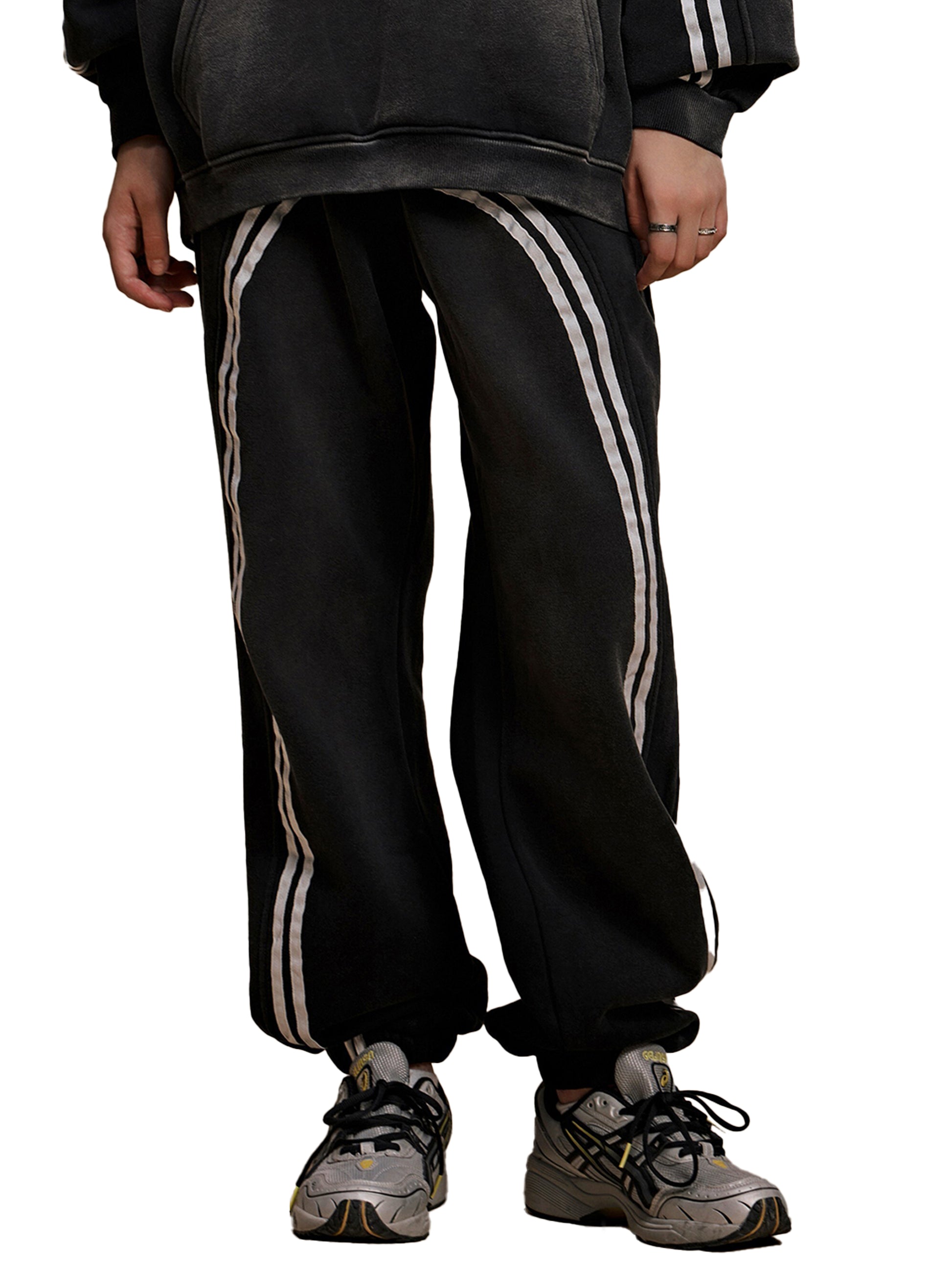 FEARLESS- Sun Fade Contrast Tape Fleece Jogged Sweatpants