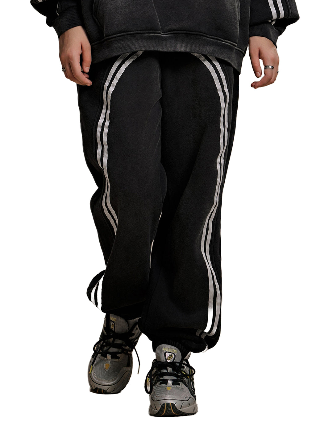 FEARLESS- Sun Fade Contrast Tape Fleece Jogged Sweatpants