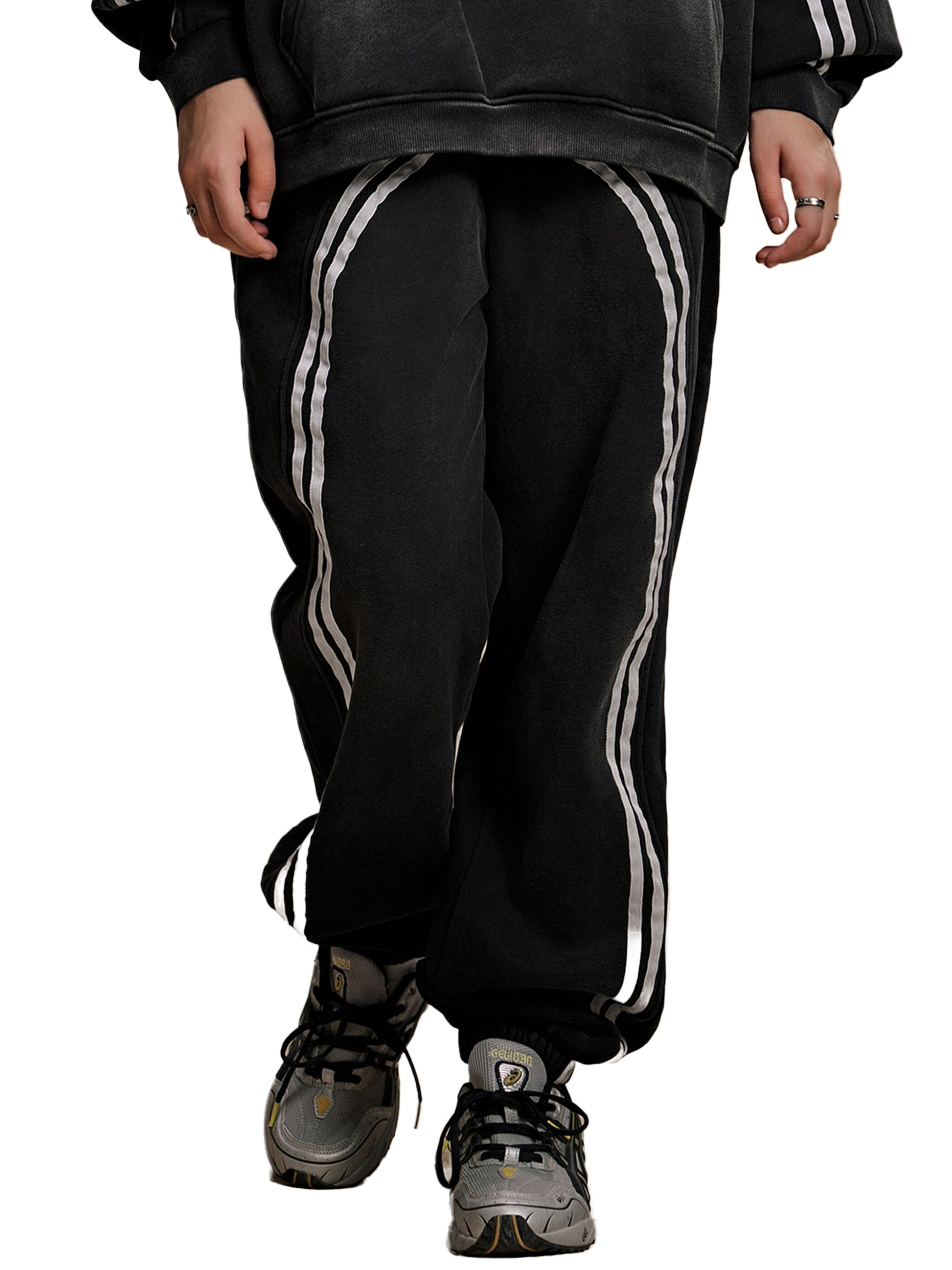 FEARLESS- Sun Fade Contrast Tape Fleece Jogged Sweatpants