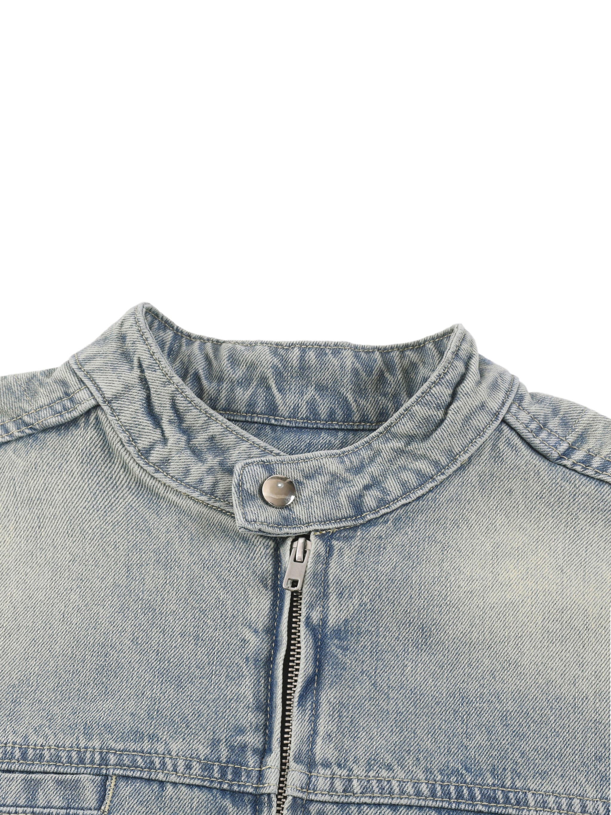 FEARLESS- Vintage Wash Zip Denim Jacket