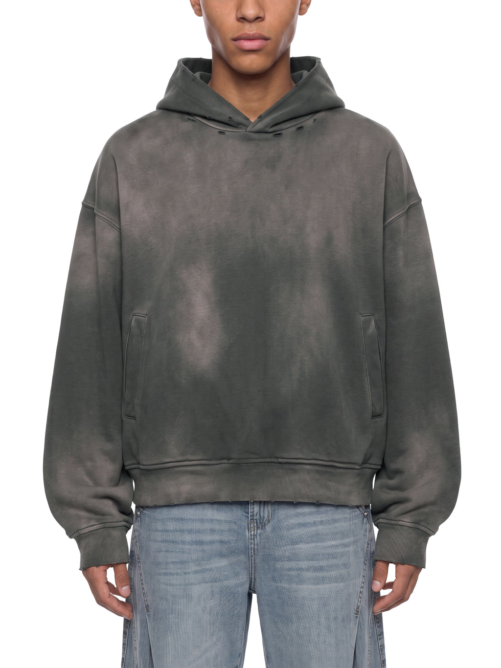 PRAY FOR YOUR ENEMIES- Unisex Sunfade Distressed Boxy Hoodie