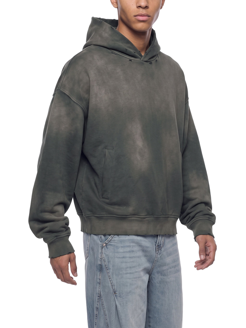 PRAY FOR YOUR ENEMIES- Unisex Sunfade Distressed Boxy Hoodie