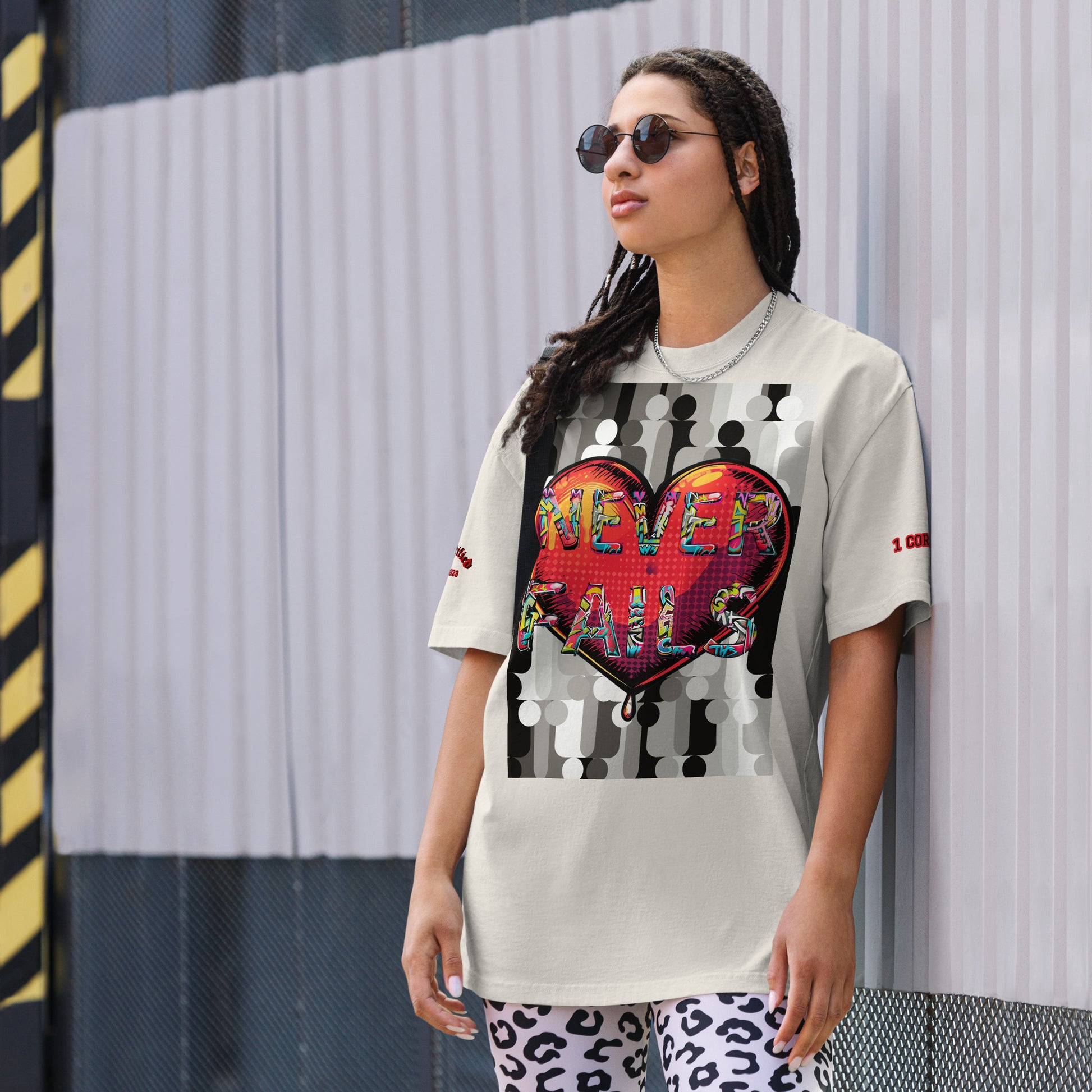 LOVE NEVER FAILS- Oversized faded t-shirt