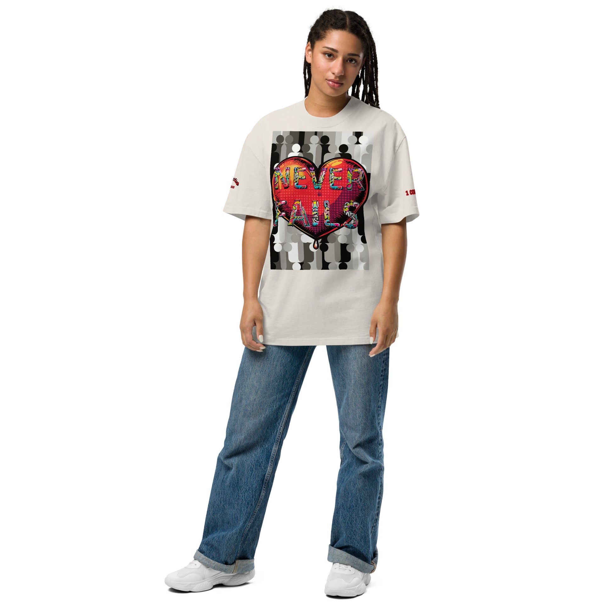 LOVE NEVER FAILS- Oversized faded t-shirt