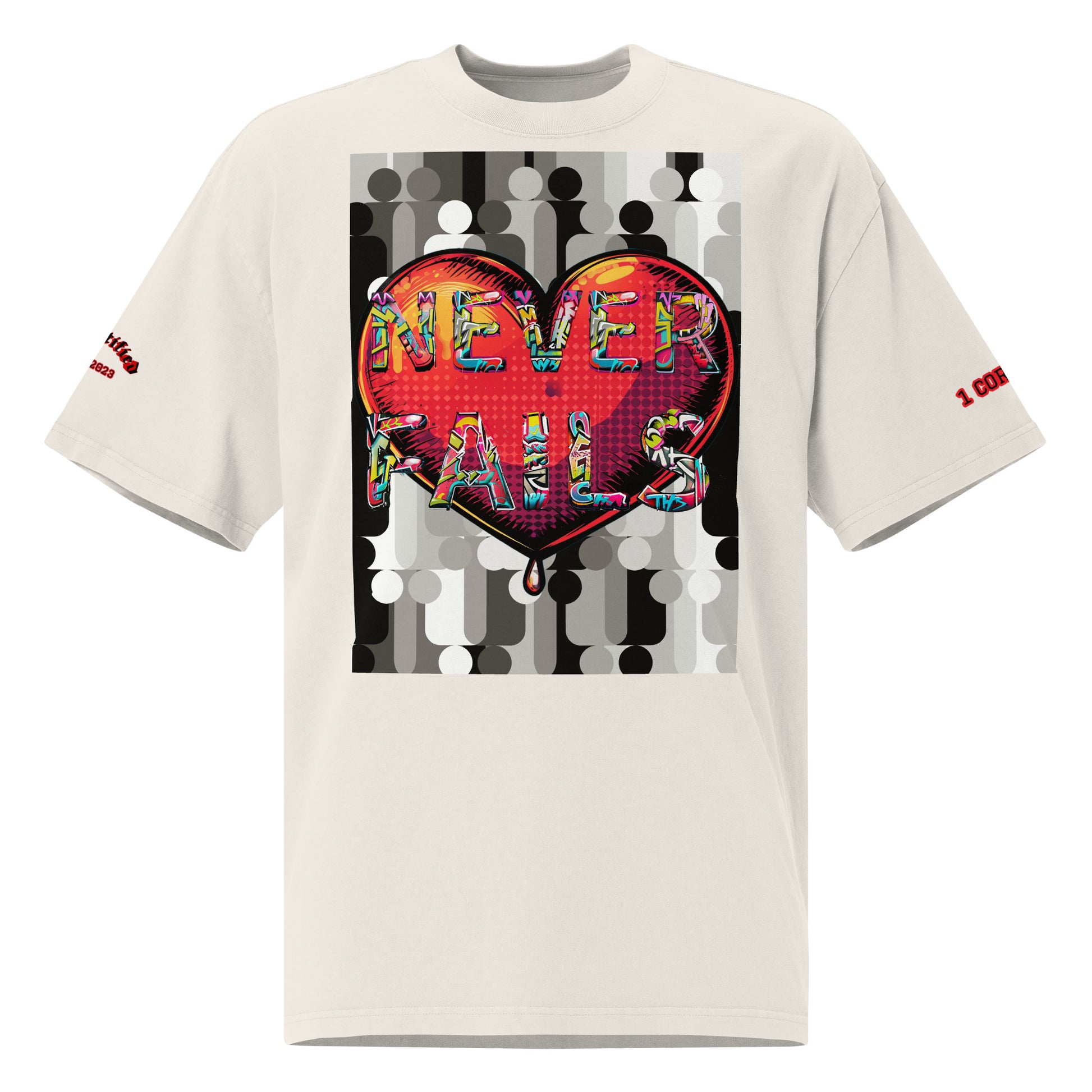 LOVE NEVER FAILS- Oversized faded t-shirt