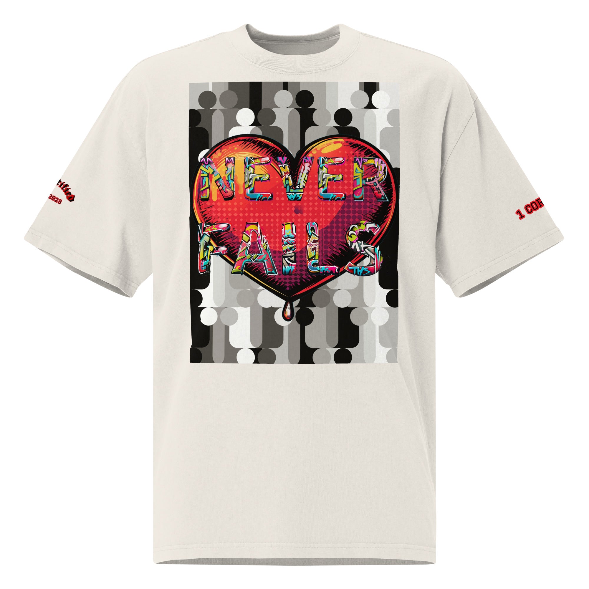 LOVE NEVER FAILS- Oversized faded t-shirt