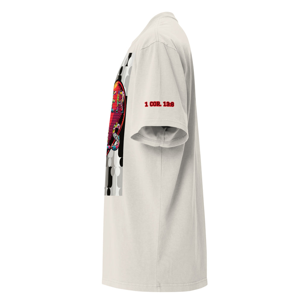 LOVE NEVER FAILS- Oversized faded t-shirt