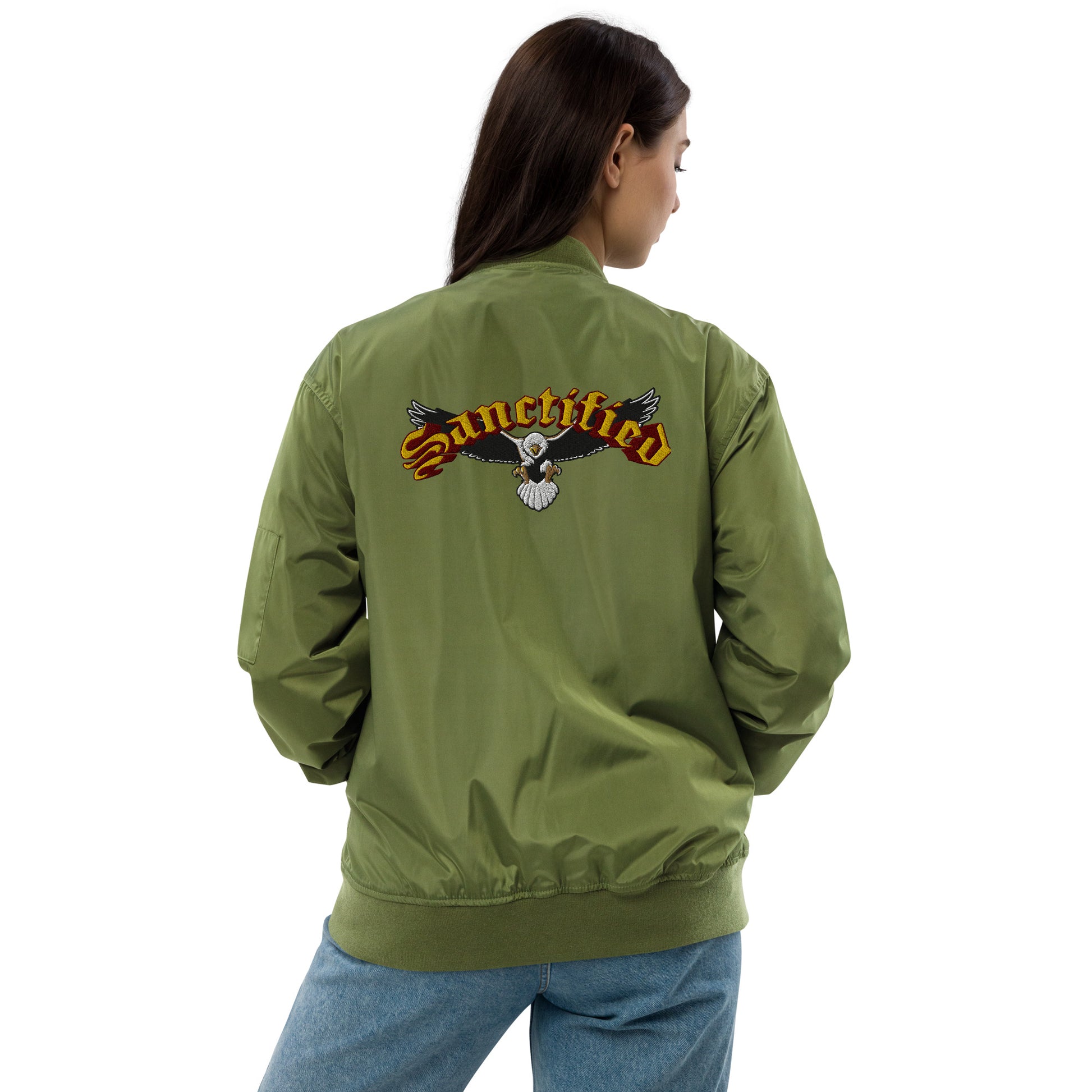 Sanctified Eagle- Premium recycled bomber jacket