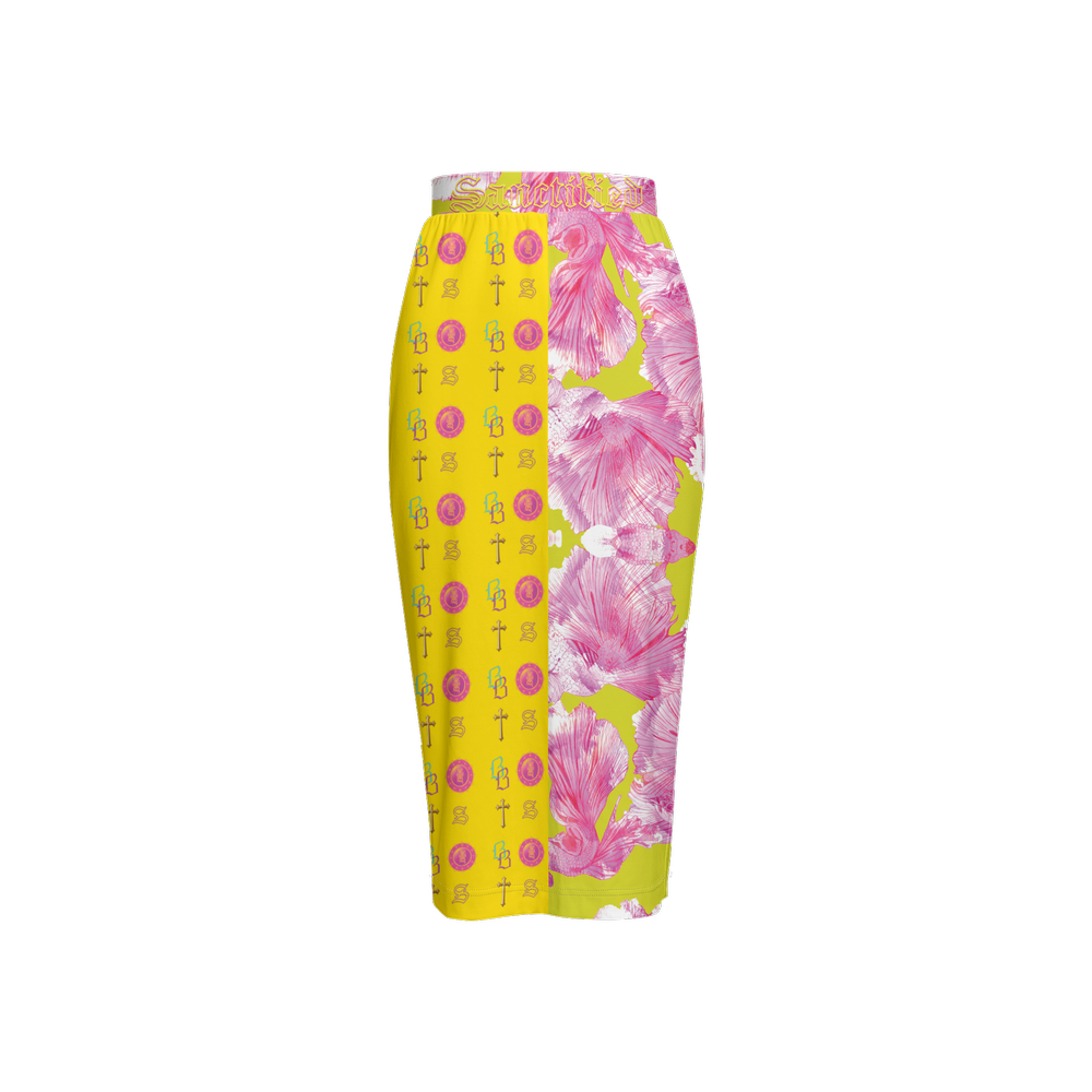 SANCTIFIED SIGNATURE- Women's Back Split Pencil Skirt-Heavy Knit