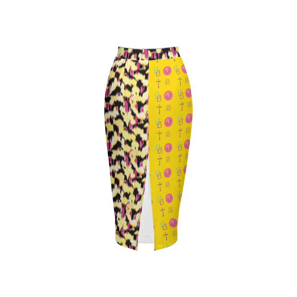 SANCTIFIED SIGNATURE- Women's Back Split Pencil Skirt-Heavy Knit