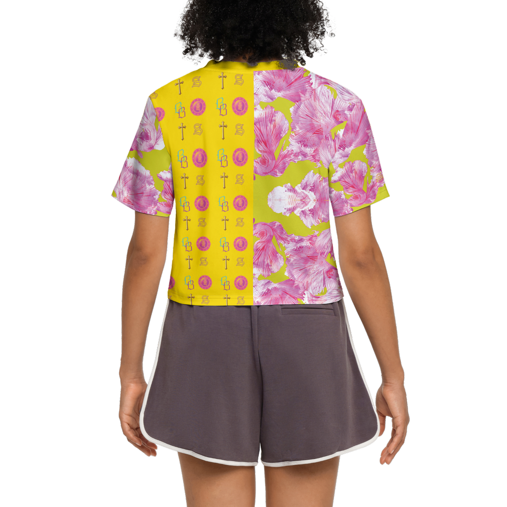 SANCTIFIED SIGNATURE- Women's Short Sleeve Cropped T-Shirt-High-Performance SORONA