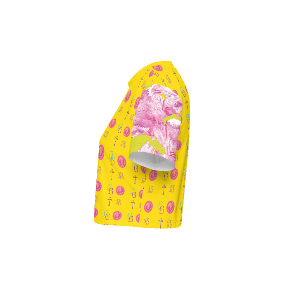 SANCTIFIED SIGNATURE- Women's Short Sleeve Cropped T-Shirt-High-Performance SORONA