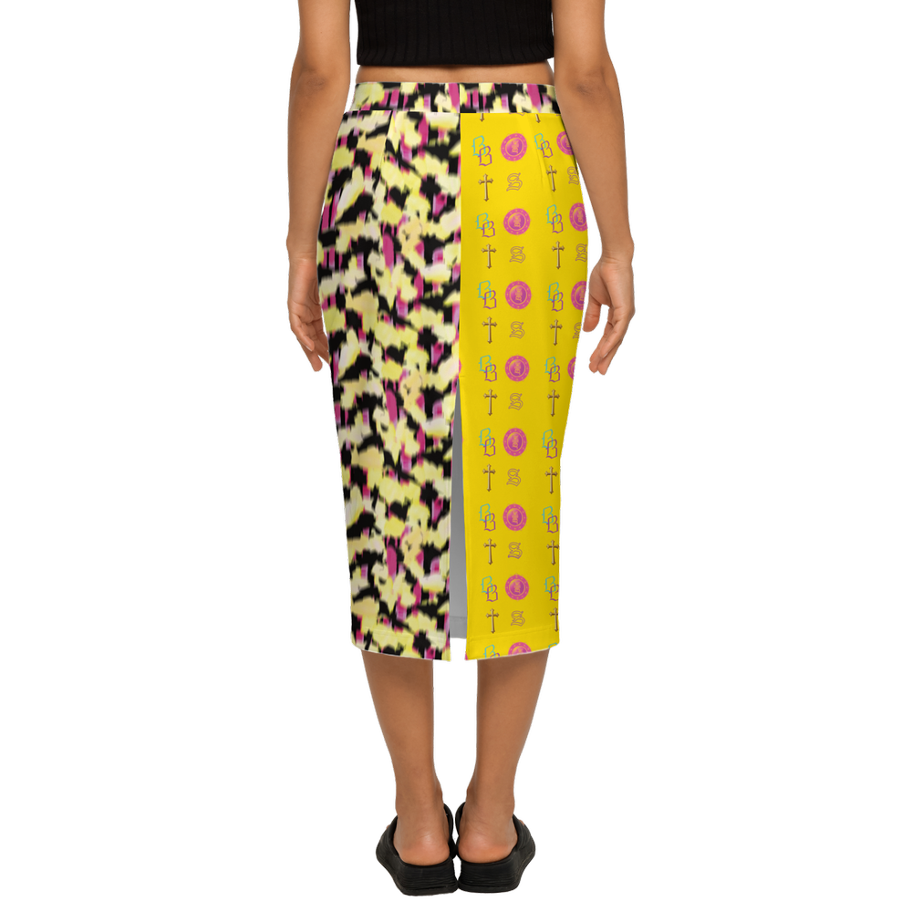 SANCTIFIED SIGNATURE- Women's Back Split Pencil Skirt-Heavy Knit