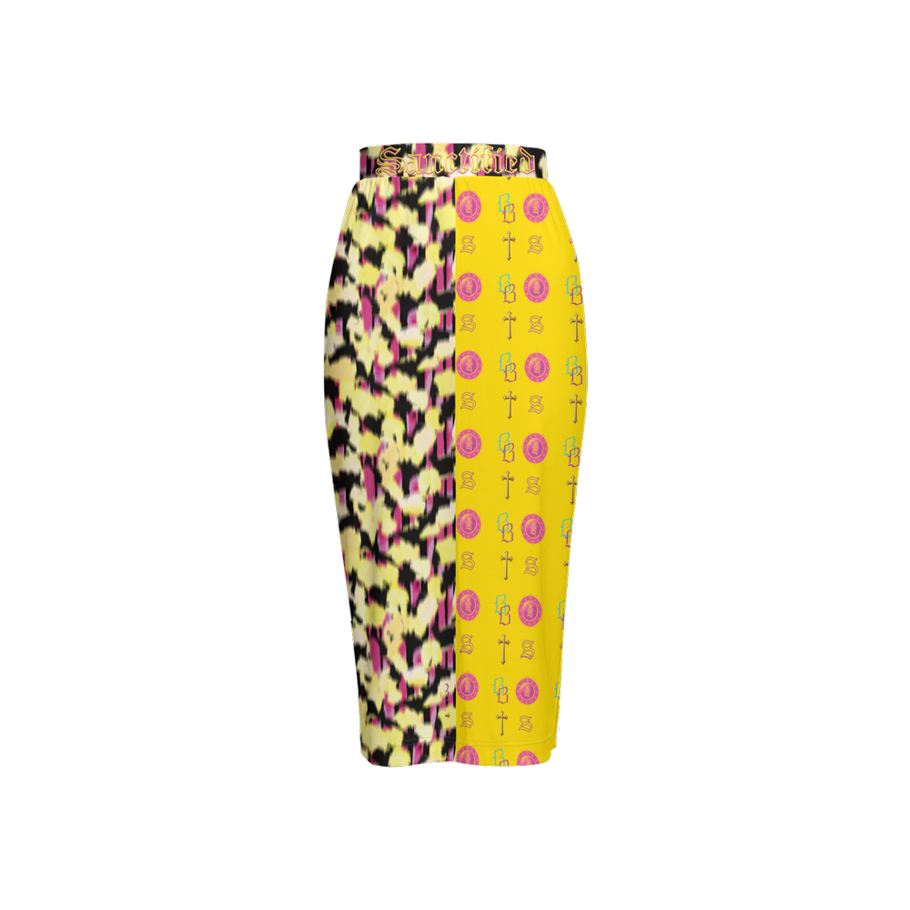 SANCTIFIED SIGNATURE- Women's Back Split Pencil Skirt-Heavy Knit