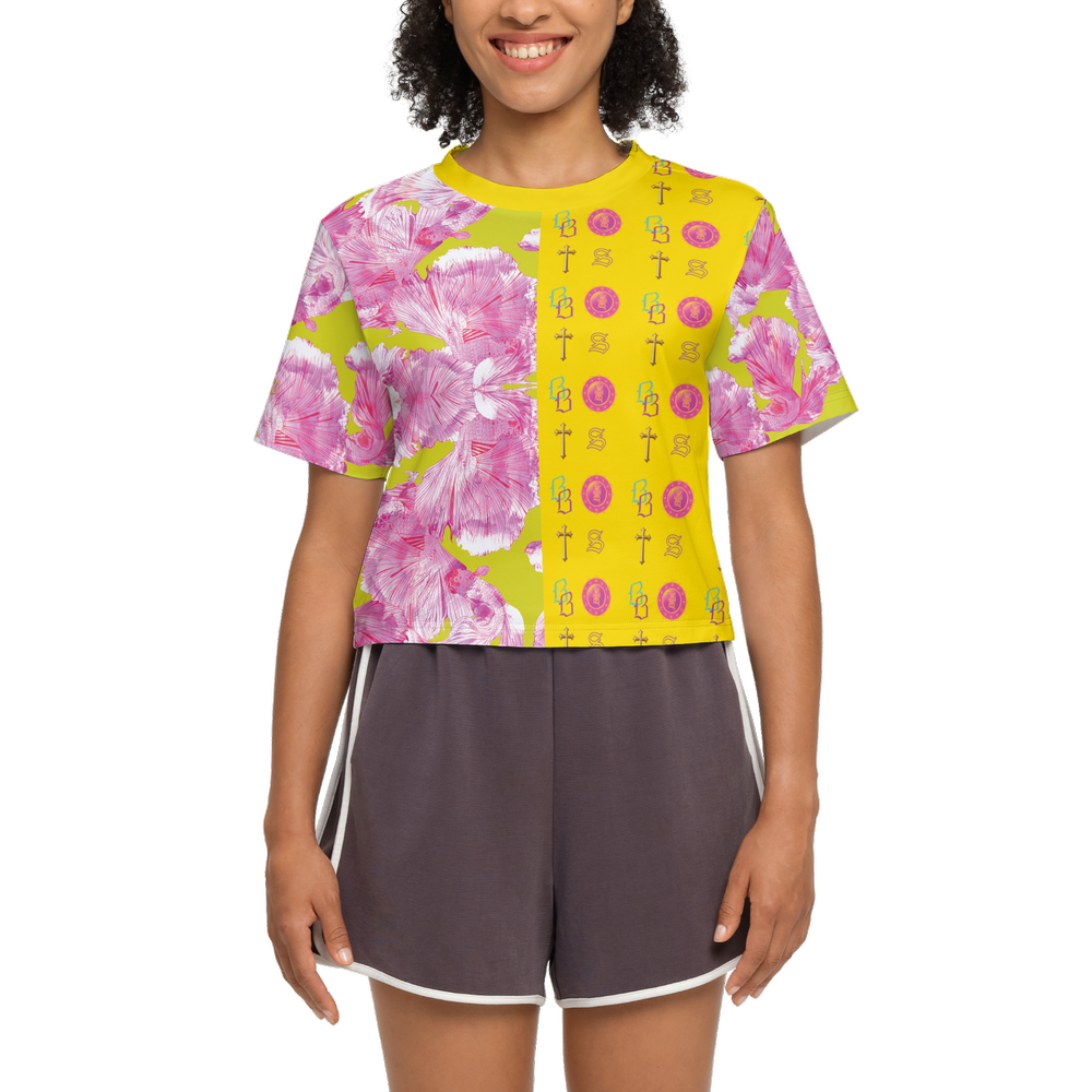 SANCTIFIED SIGNATURE- Women's Short Sleeve Cropped T-Shirt-High-Performance SORONA