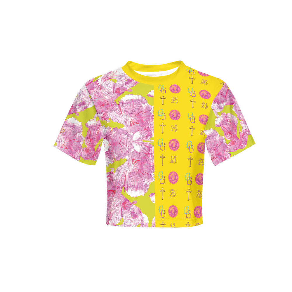 SANCTIFIED SIGNATURE- Women's Short Sleeve Cropped T-Shirt-High-Performance SORONA