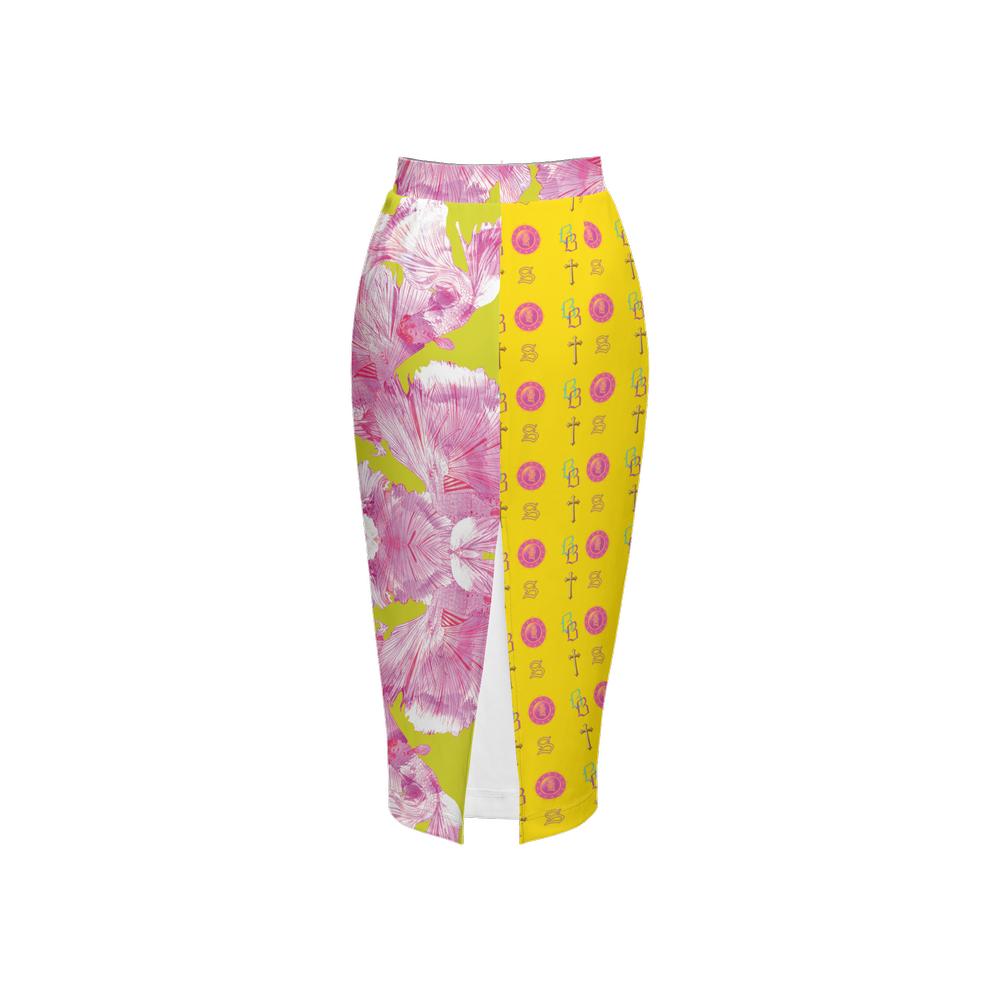 SANCTIFIED SIGNATURE- Women's Back Split Pencil Skirt-Heavy Knit