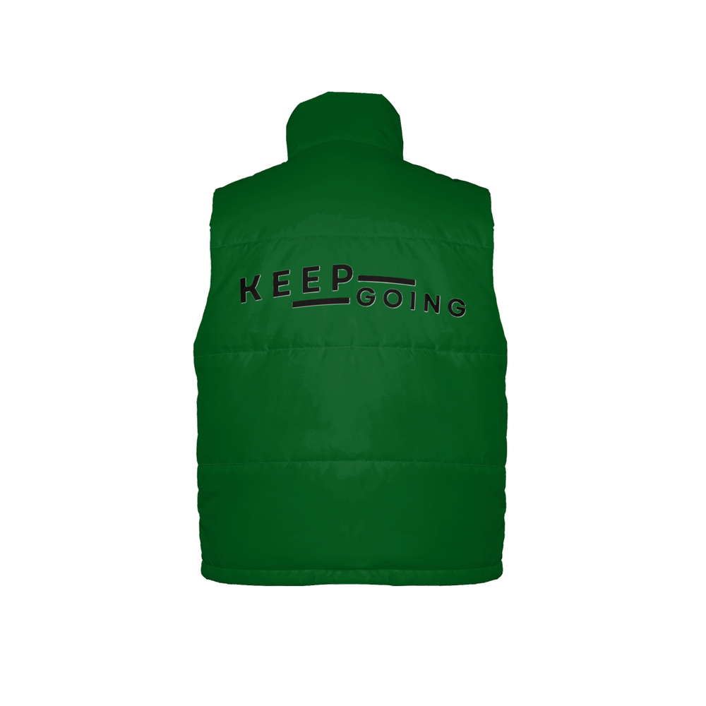 KEEP GOING- GREEN, Men's Full-Zip Sleeveless Puffer Vest-Lightweight Ecodear