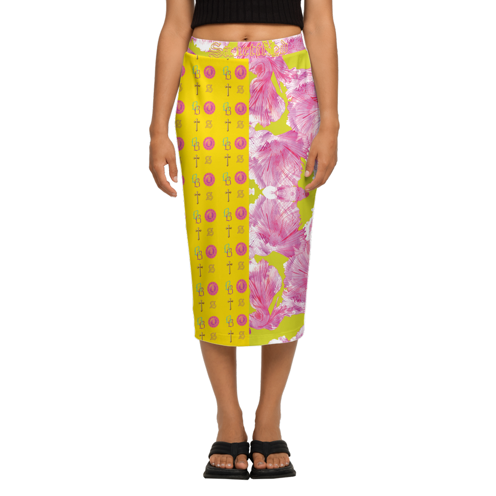 SANCTIFIED SIGNATURE- Women's Back Split Pencil Skirt-Heavy Knit