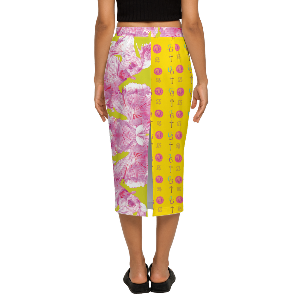 SANCTIFIED SIGNATURE- Women's Back Split Pencil Skirt-Heavy Knit