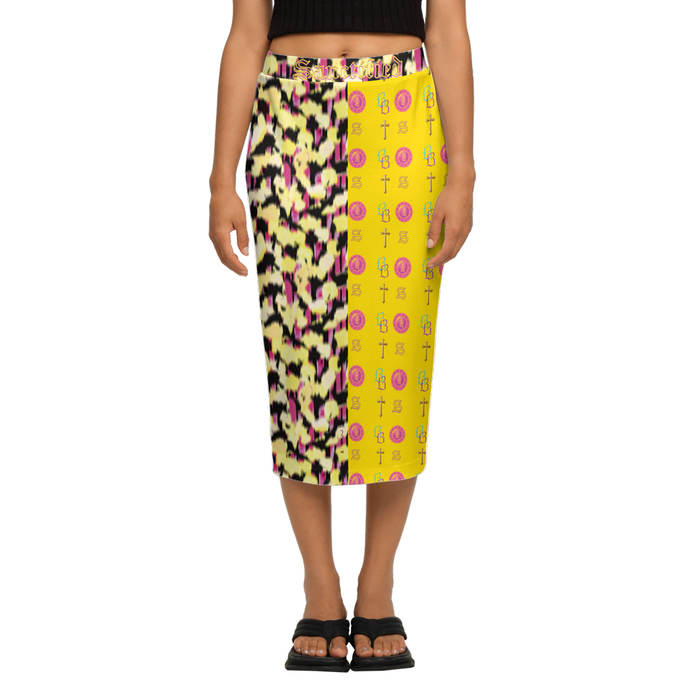 SANCTIFIED SIGNATURE- Women's Back Split Pencil Skirt-Heavy Knit