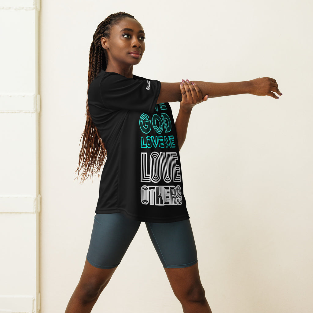 LOVE GOD, LOVE ME, LOVE OTHERS- Unisex performance crew neck t-shirt