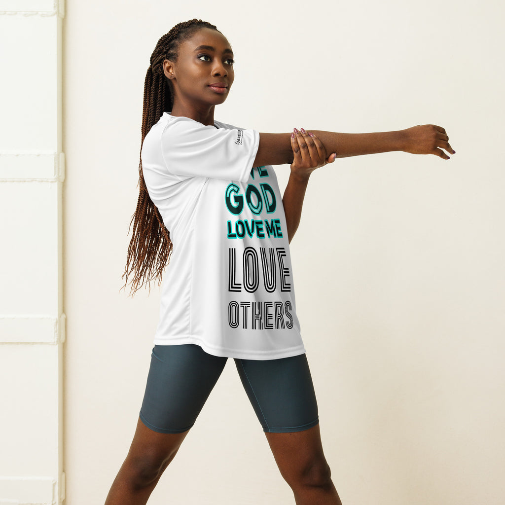 LOVE GOD, LOVE ME, LOVE OTHERS- Unisex performance crew neck t-shirt