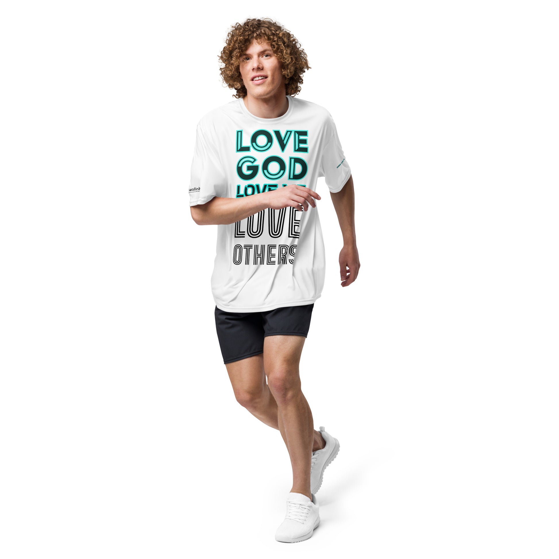 LOVE GOD, LOVE ME, LOVE OTHERS- Unisex performance crew neck t-shirt