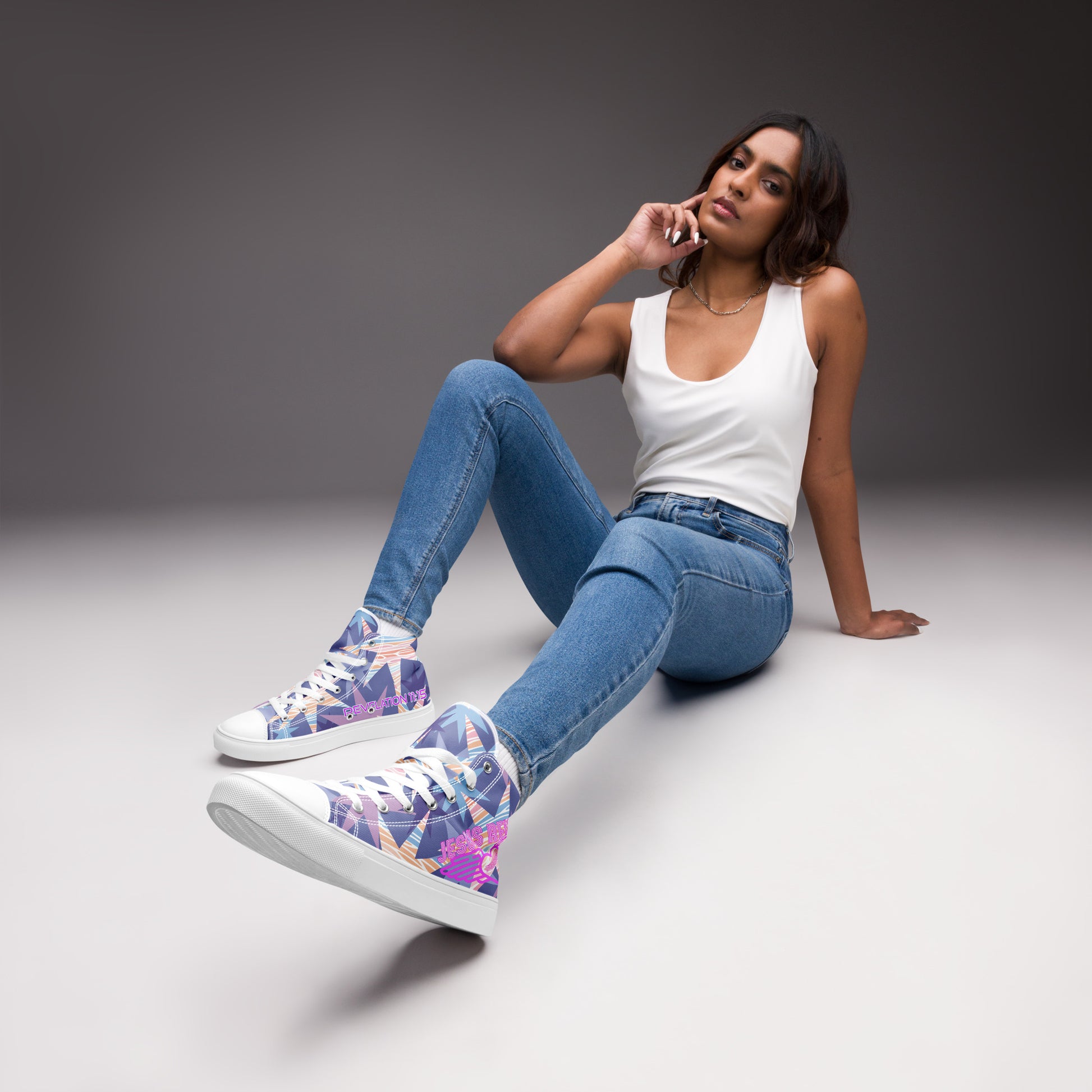 JESUS REIGNS- Women’s high top canvas shoes